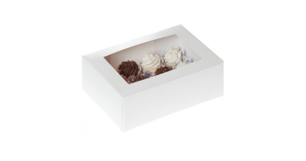 Caja 12 minicupcakes + interior Blanca con ventana