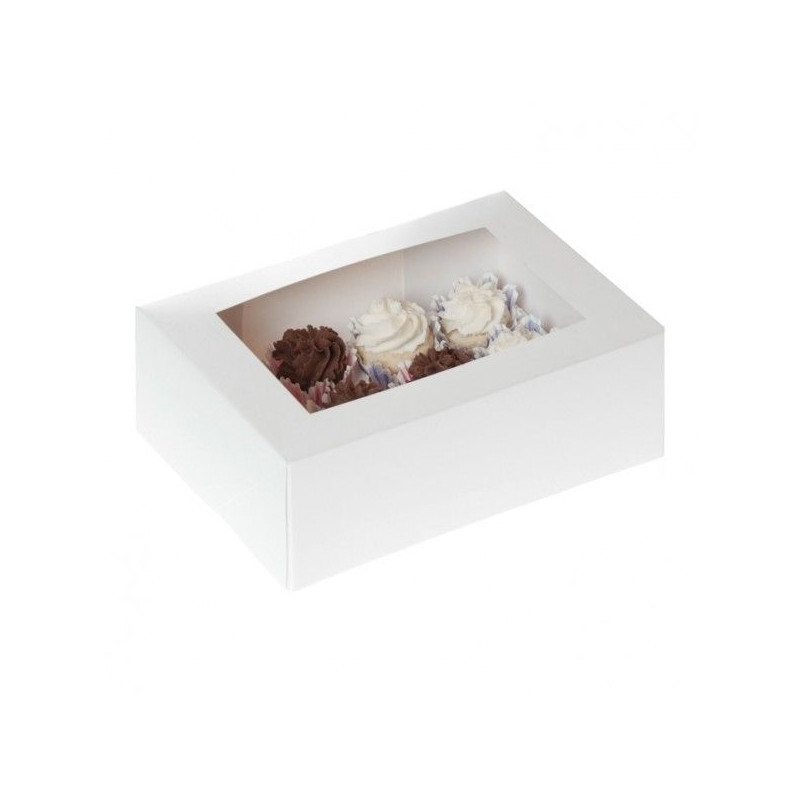 Caja 12 minicupcakes + interior Blanca con ventana
