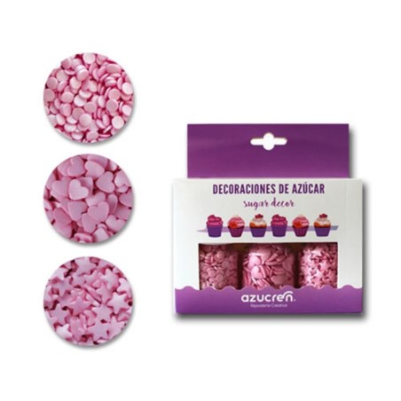 Pack 3 Sprinkles: Corazones, Estrellas y Confeti Rosa Azucren