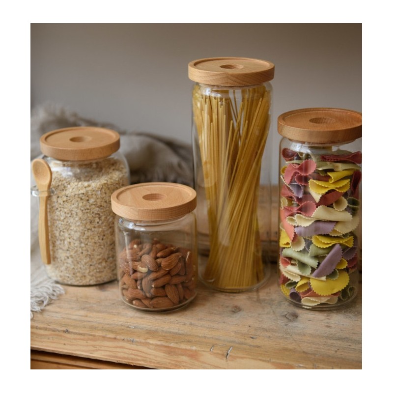 Tarro de cristal con tapa de madera 500 ml IDILICA Kitchen Craft