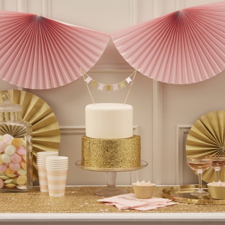 Guirnalda de abanicos de papel Rosa Pastel