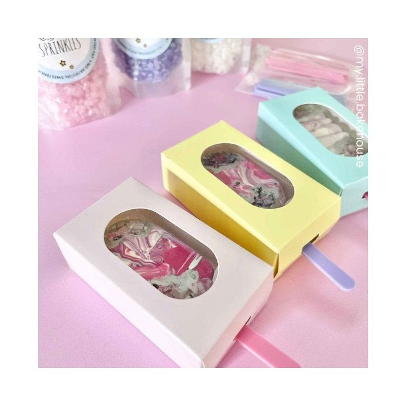 Pack 10 Cajas para Magnum CakeSicle de Bizcocho Azul Pastel Funcakes