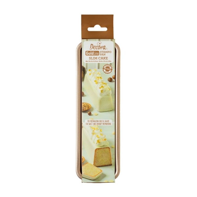 Molde Rectangular Slim Cake Linea Oro 26 x 8 cm Decora Italia