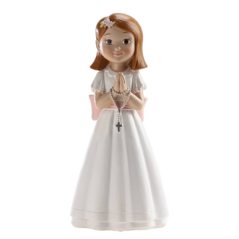 Figura decorativa Niña con Rosario y Lazo Comunión