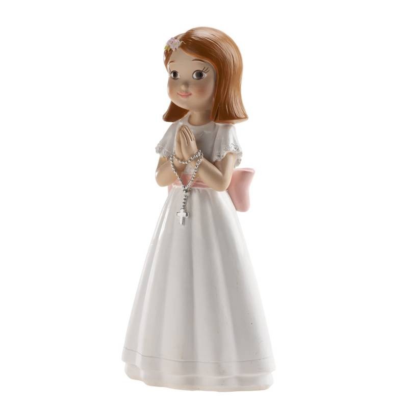 Figura decorativa Niña con Rosario y Lazo Comunión
