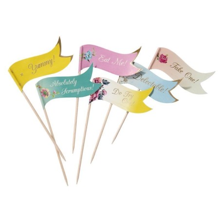 Pack de 24 toppers Mensajes Dulces Vintage Campestre