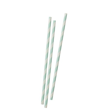 Pajitas de papel Rayas Verde Menta