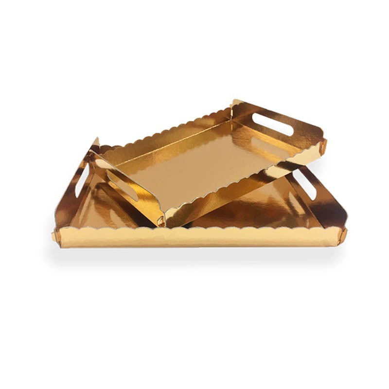 Bandeja con asas Oro rectangular 25 x 34 cm