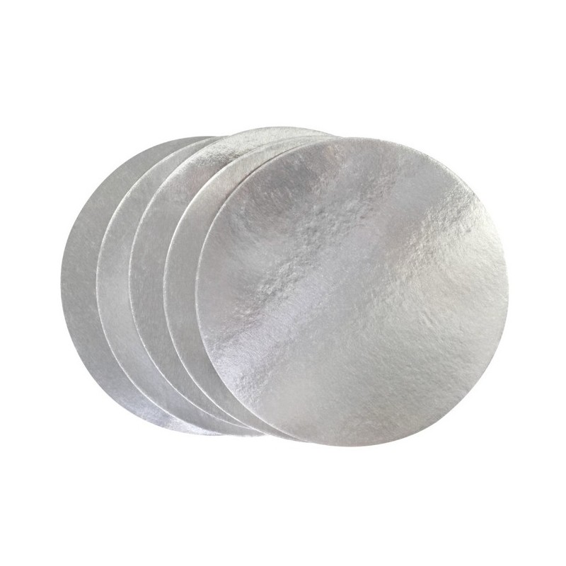 Pack Ahorro 5 Bandejas de presentación Plata 25 cm x 3 mm redondo PME