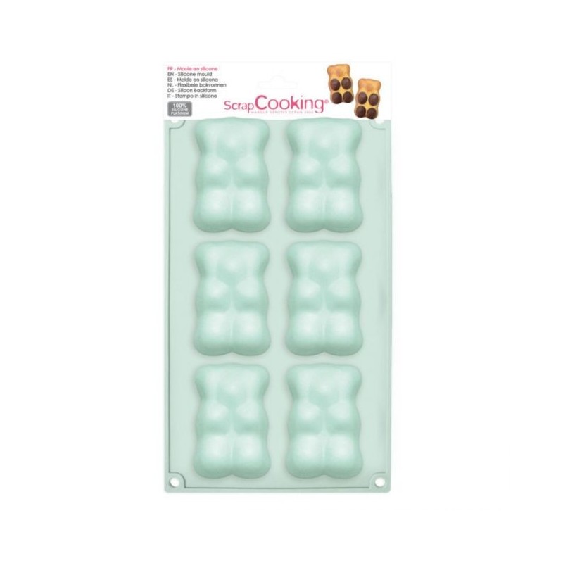Molde 6 cavidades de silicona Osito Bear Scrapcooking