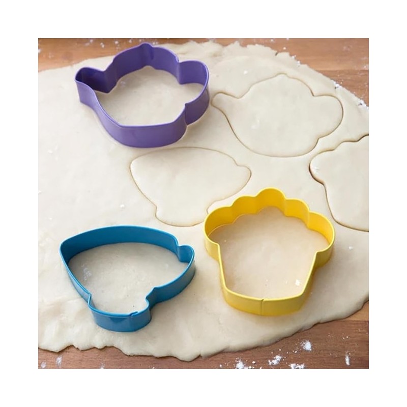 Pack de 3 cortantes Fiesta del té: Tetera, Taza y Cupcake Wilton