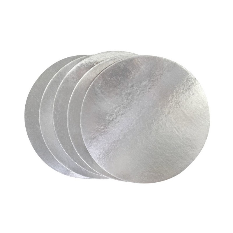 Pack Ahorro 5 Bandejas de presentación Plata 15 cm x 3 mm redondo PME
