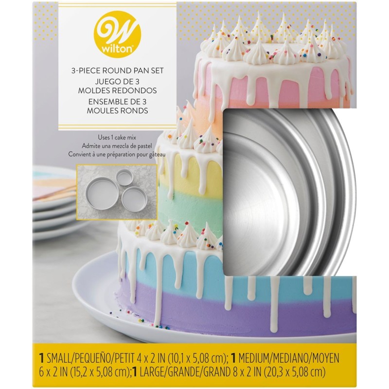 Pack 3 Moldes de bizcocho redondo: 10cm, 15cm, 20cm de Wilton