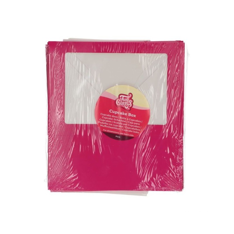 Pack 3 Cajas para 6 cupcake con ventana Rosa Fucsia Funcakes