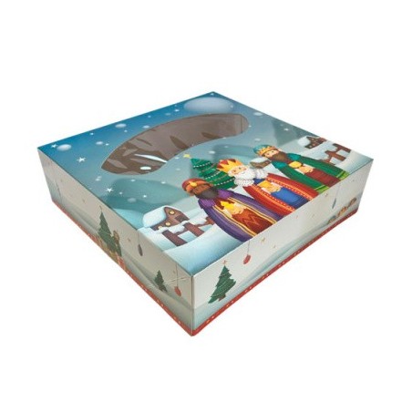 Caja de Roscón de Reyes Reyes Magos 26 x 26 x 8 cm Navidad