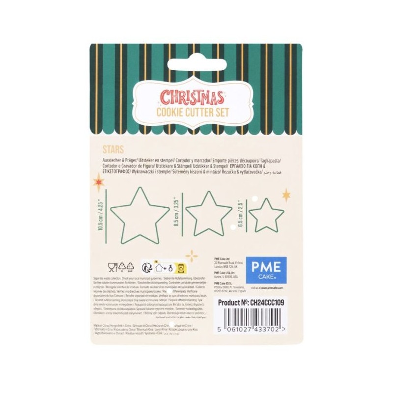 Pack 3 Cortantes Estrellas de Navidad PME