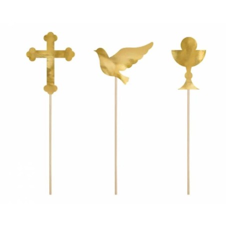 Pack 6 toppers Primera comunión Oro
