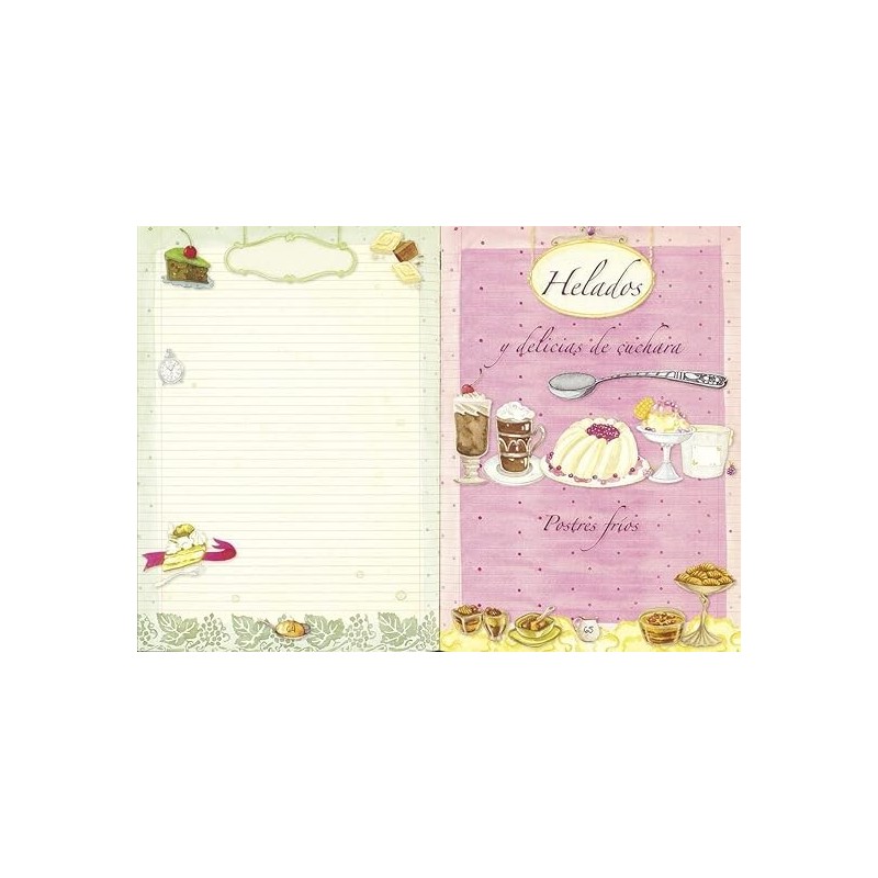 Cuaderno recetas dulces | Libro para escribir y guardar recetas