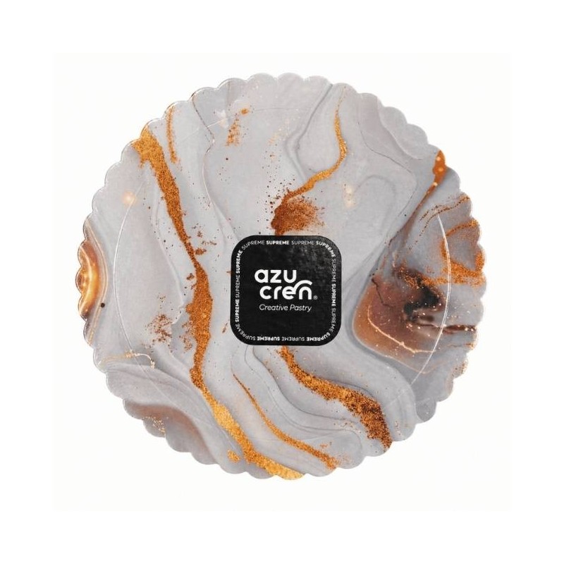 Bandeja de presentación Mármol Blanco y Oro 30 cm x 3 mm Azucren