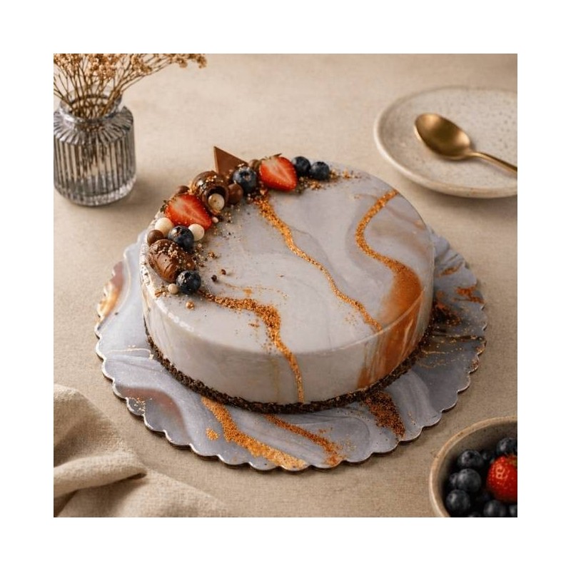 Bandeja de presentación Mármol Blanco y Oro 25 cm x 3 mm Azucren
