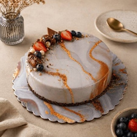 Bandeja de presentación Mármol Blanco y Oro 25 cm x 3 mm Azucren