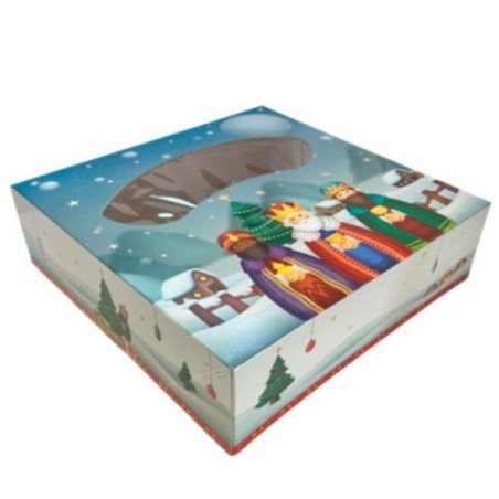 Caja de Roscón de Reyes Reyes Magos 35 x 35 x 8 cm Navidad