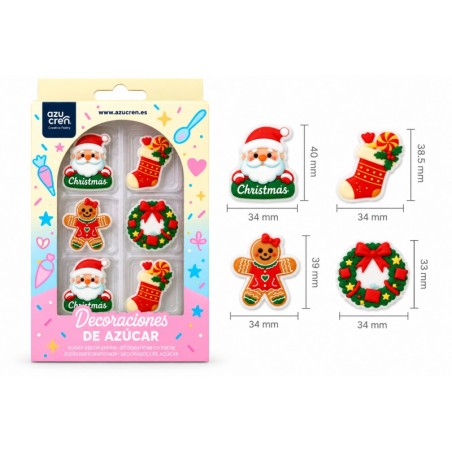 Decoraciones de azúcar perfectas para decorar tartas, dulces, cupcakes y bizcochos con motivos de Navidad.