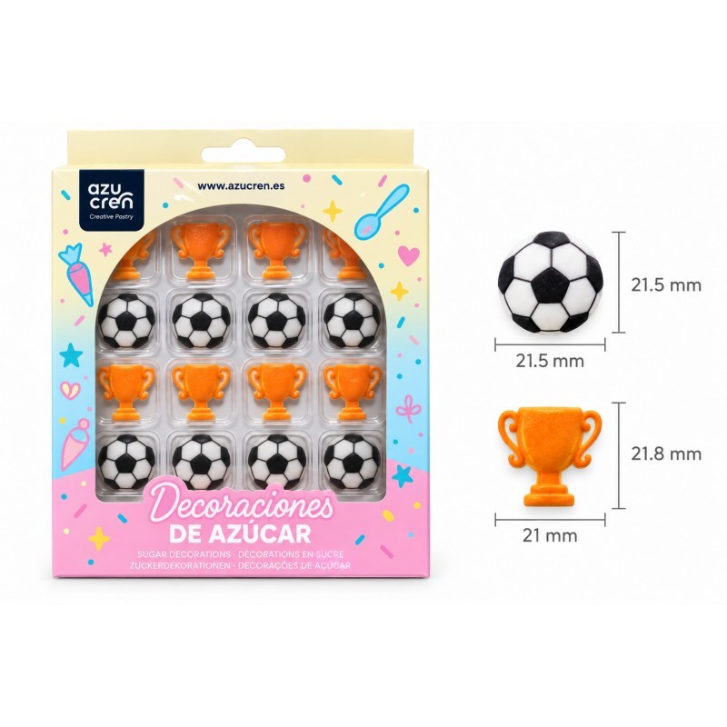 Decoraciones de azúcar Balón y Copas de Fútbol (16) Azucren