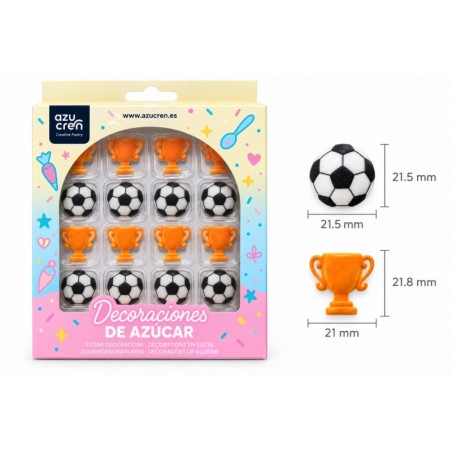 Decoraciones de azúcar Balón y Copas de Fútbol (16) Azucren