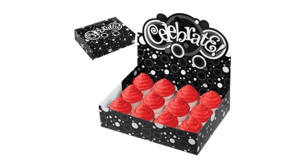 Caja Stand Expositor 12 Cupcakes Celebrate Blanco y Negro Wilton