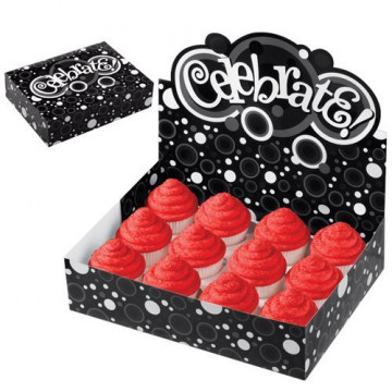 Caja Stand Expositor 12 Cupcakes Celebrate Blanco y Negro Wilton