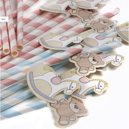 Pajitas de papel + banderas Fiesta Bebe