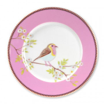Plato de cerámica postre Floral Oiseau Rosa PIP Studio