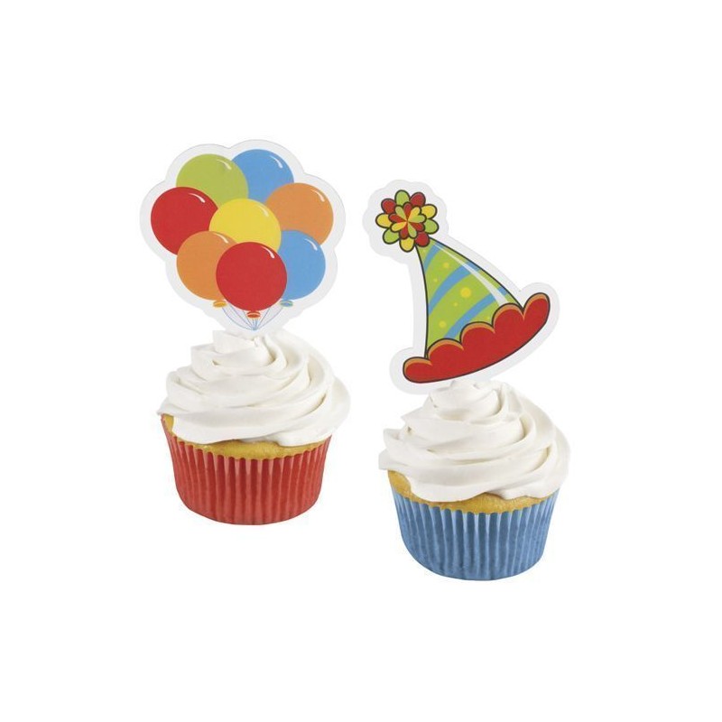 Pack de 8 toppers Globos y Sombreros Wilton