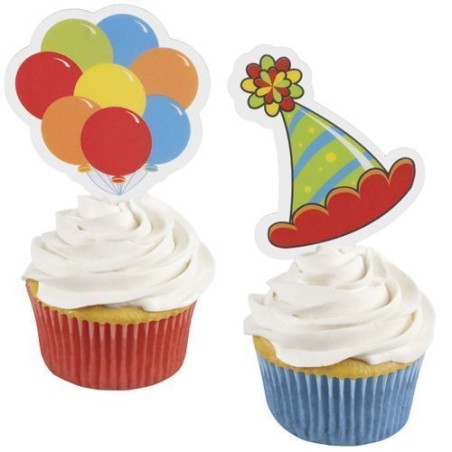 Pack de 8 toppers Globos y Sombreros Wilton