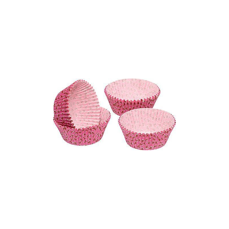 Capsulas cupcakes rosa con corazones