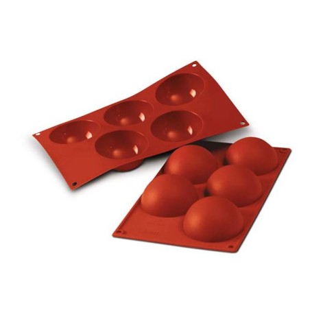 Molde 6 cavidades Semiesferas 6 cm Silicona Terracota SLK