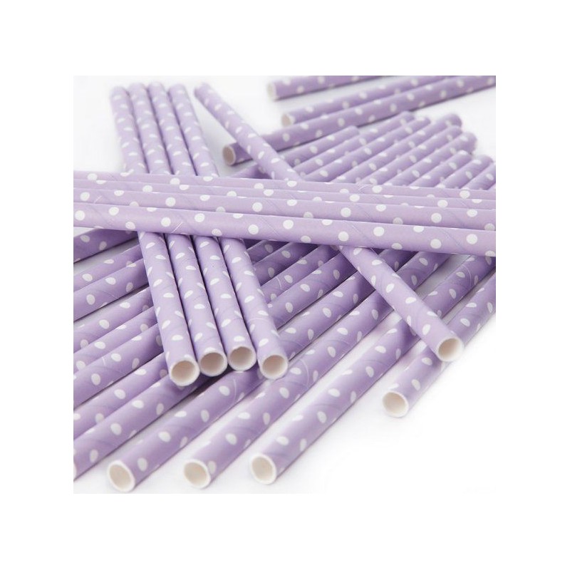 Pajitas de papel Lila Lunares