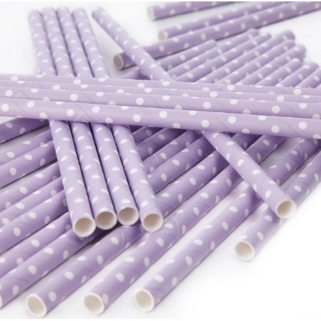 Pajitas de papel Lila Lunares