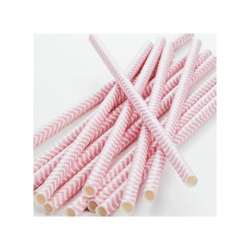 Pajitas de papel Chevron Rosa Pastel