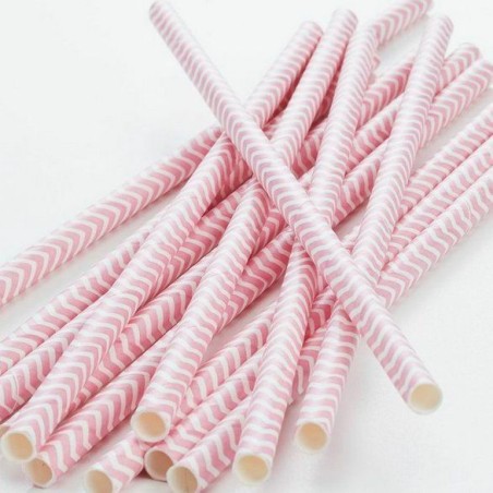 Pajitas de papel Chevron Rosa Pastel