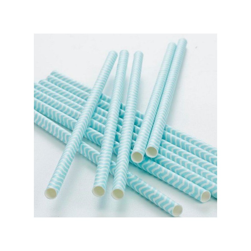 Pajitas de papel Chevron Azul Pastel