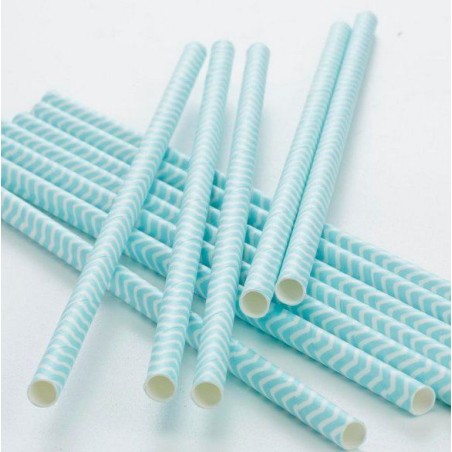 Pajitas de papel Chevron Azul Pastel