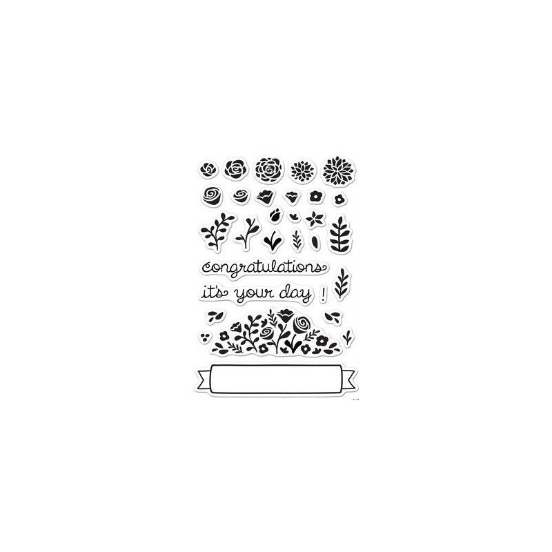 Set sellos transparentes Flores
