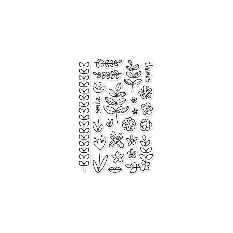 Set sellos transparentes Flores y Ramas
