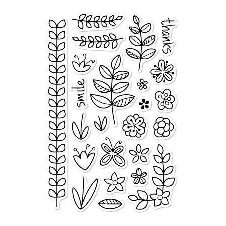 Set sellos transparentes Flores y Ramas