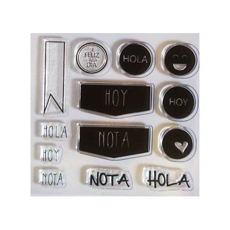 Set sellos transparentes Español: Hola