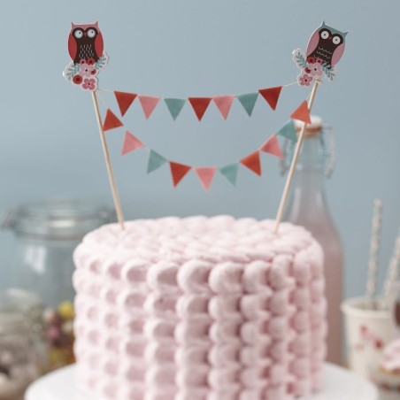 Guirnalda tarta Patchwork y Búhos