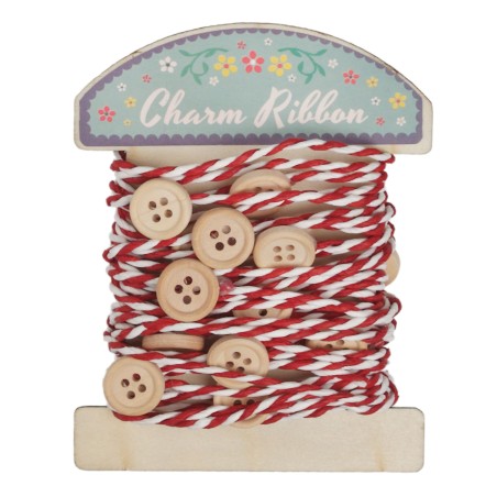 Baker´s Twine Rojo y Blanco con Botones