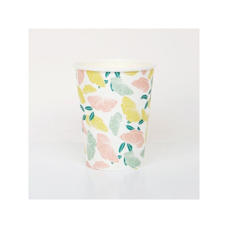 Vasos Fiesta Flores Melocotón-Lima